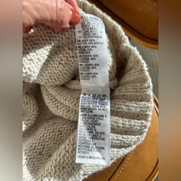 Roxy Beige Cardigan with Striped Sleeve Sz X-Small - Picture 6 of 7